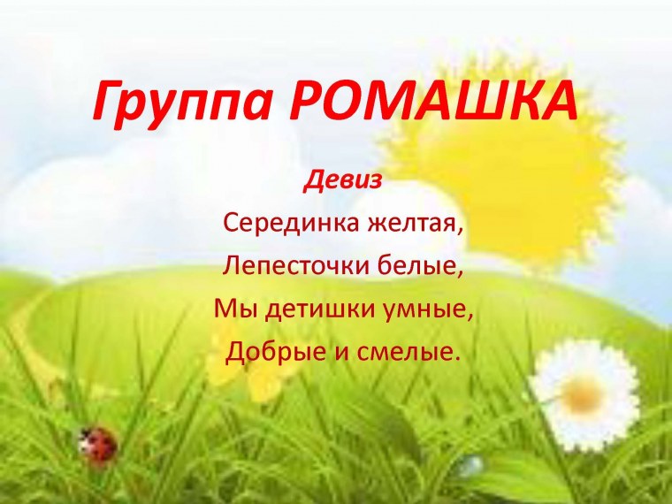 Девиз группы Ромашка в детском саду