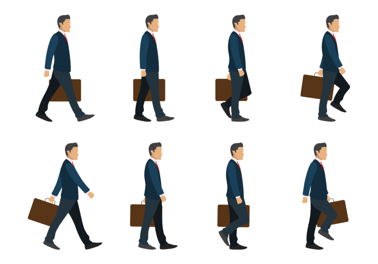 Человек идет по кадрам