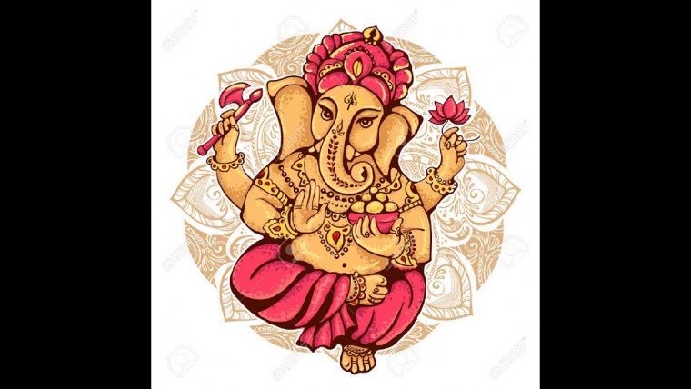 Ганеша на Красном фоне
