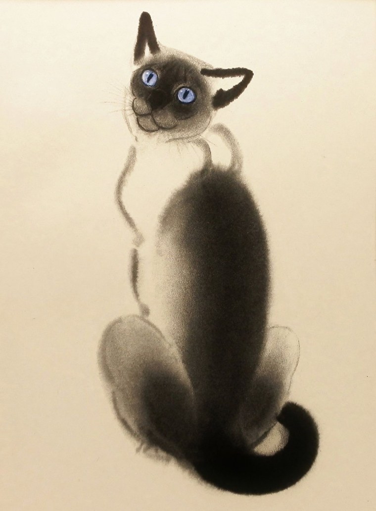 Сиамский кот акварель