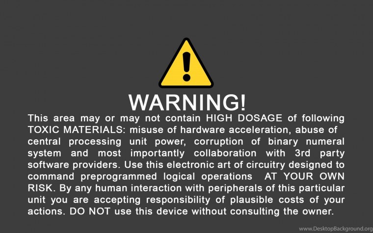 Надпись Warning