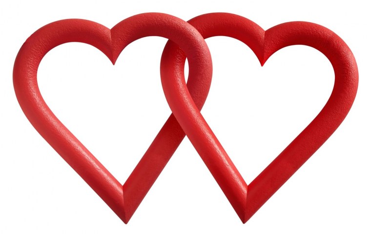 Два розовых сердца