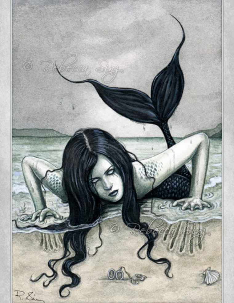 Русалка карандашом для срисовки