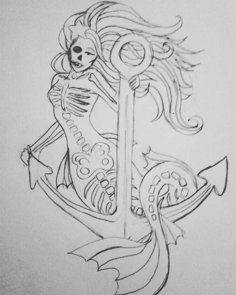 Русалка рисунок в графике