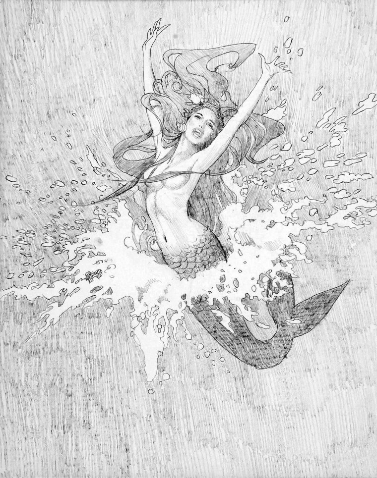 Русалка карандашом