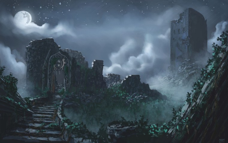 Разрушенный замок фэнтези