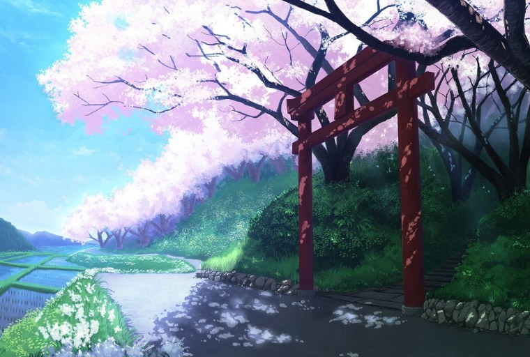 Врата тории и Сакура