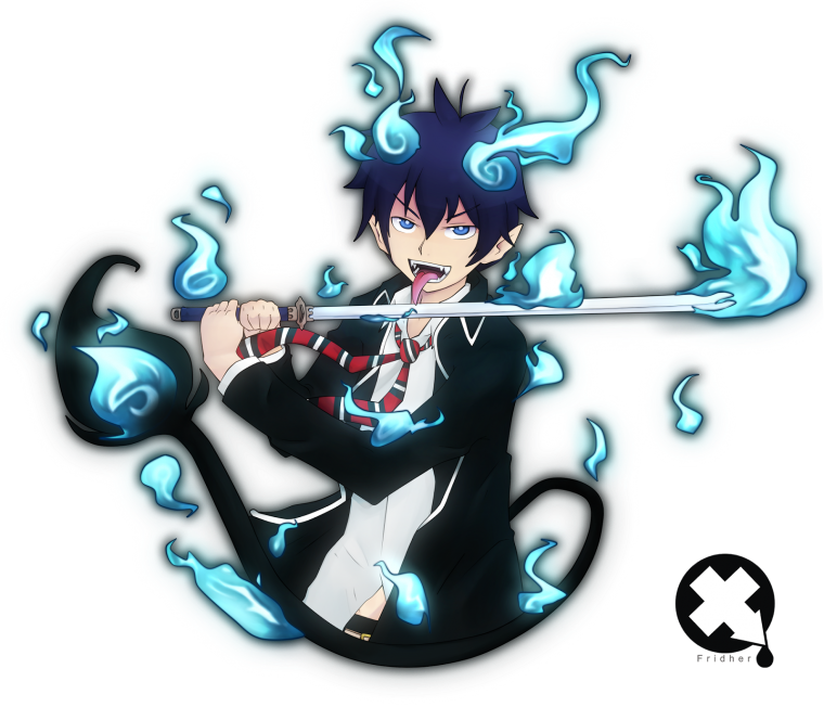 Наклейки аниме синий экзорцист