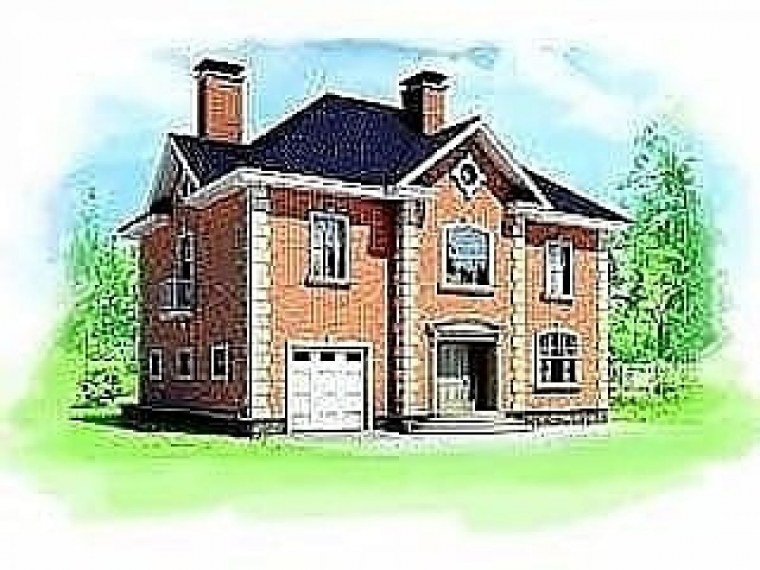 Кирпичный дом на белом фоне