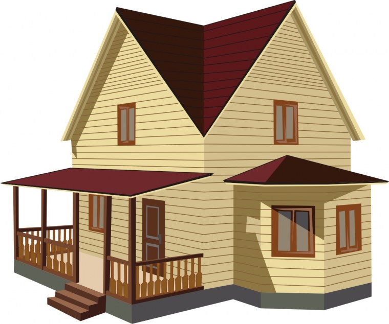 Деревянный коттедж на прозрачном фоне