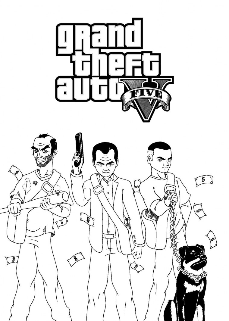Раскраски GTA 5 Майкл
