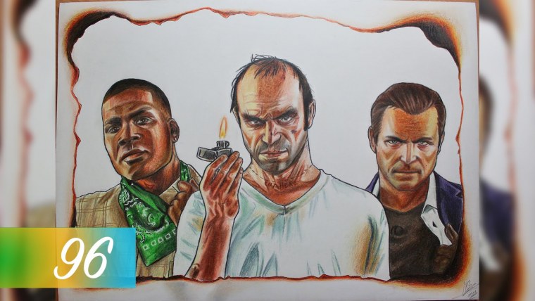 ГТА 5 Тревор Майкл Франклин рисунок