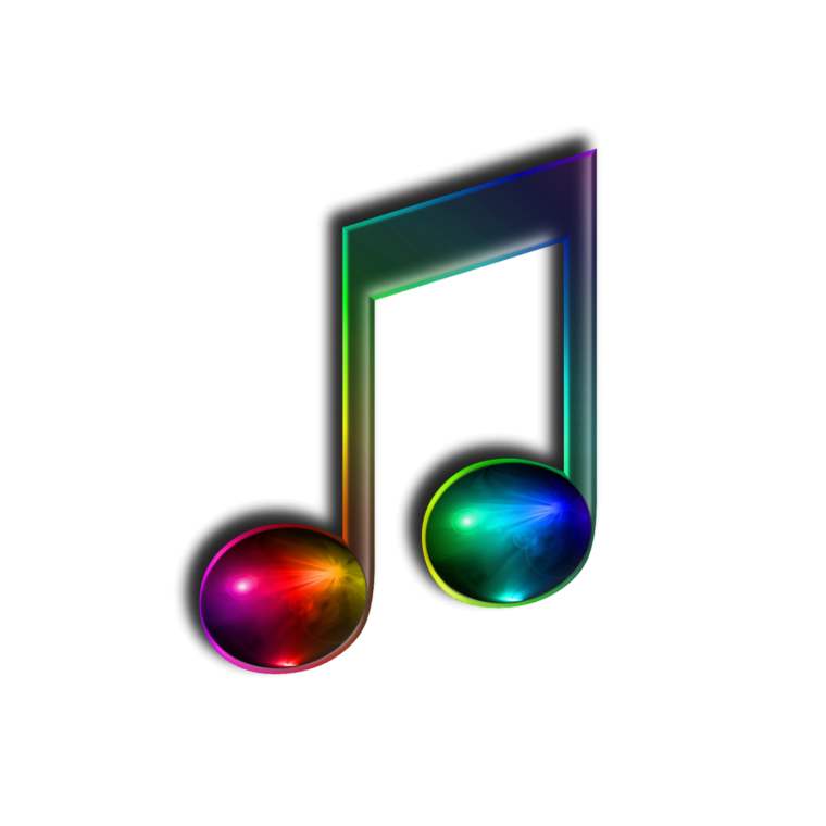 Цветные нотки на прозрачном фоне