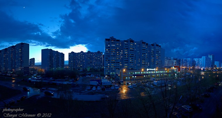 Ночной вид из окна Россия