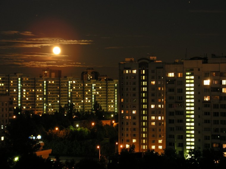 Вид с крыши ночью октября 2020 Новокузнецк Центральный район