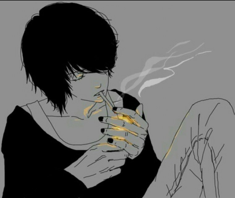 Парень курит арт