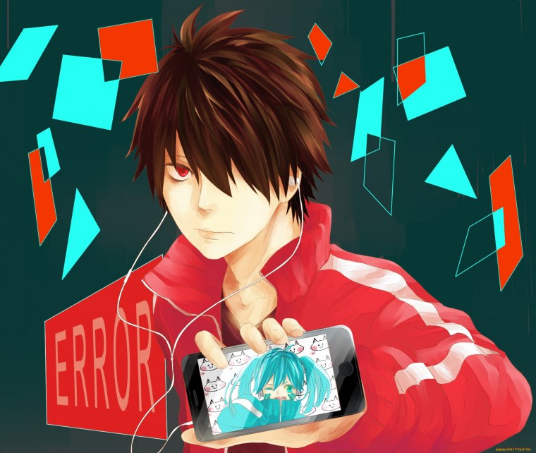 Парень с телефоном арт