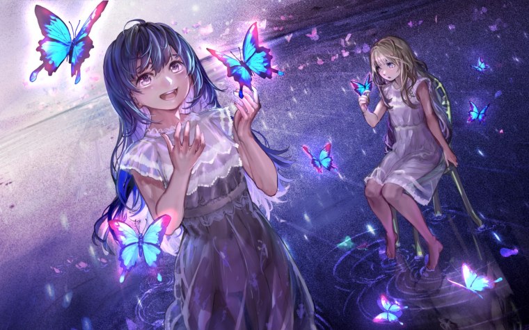 Девочка бабочка аниме арт