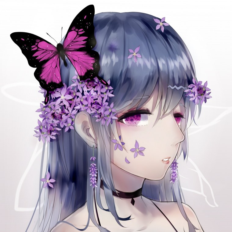 Аниме с бабочками фиолетовый