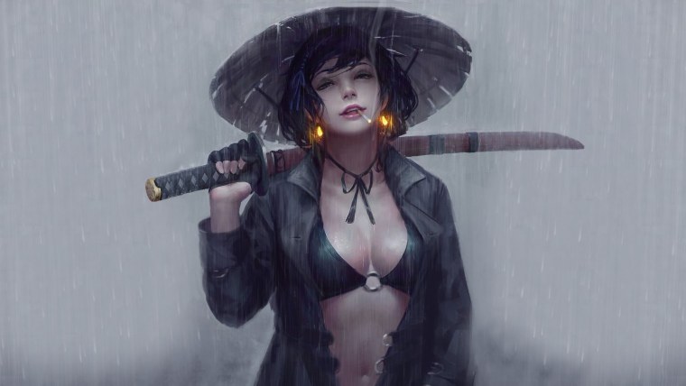 Guweiz Art девушка Ронин