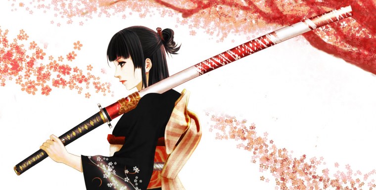 Катана кимоно Самурай Сакура