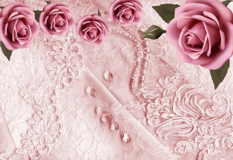 Розовый фон с кружевом