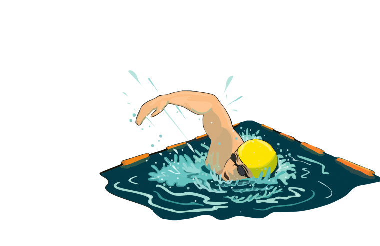 Плавание на белом фоне