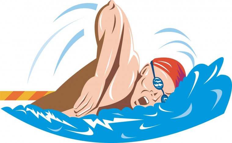 Пловцы в бассейне плакат