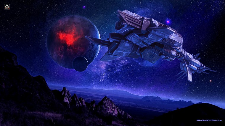 Космический корабль на планете