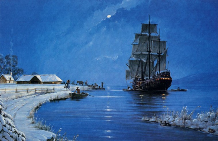 Пейзаж с кораблем