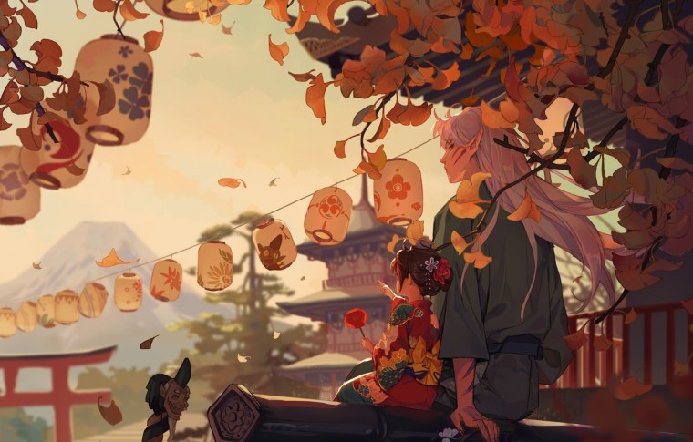 Эстетика осени аниме