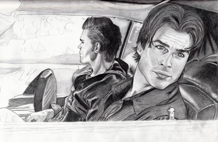 Деймон Сальваторе рисунок вампир