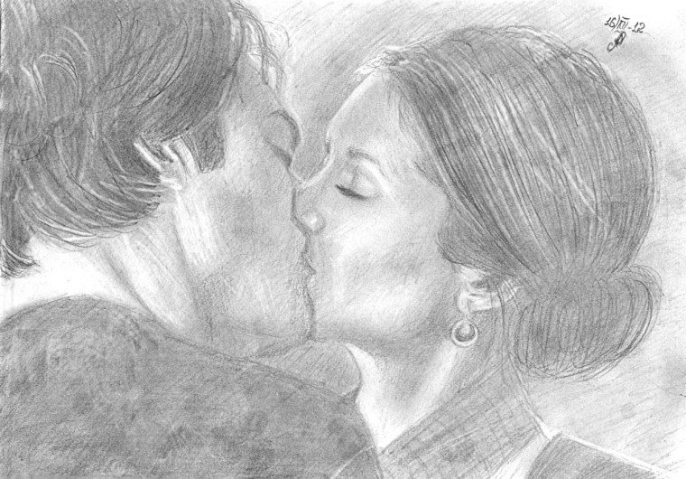 Деймон и Елена карандашом