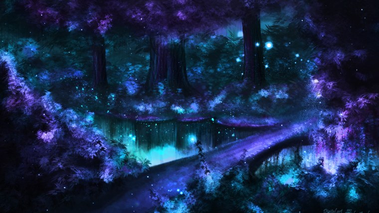 Аниме лес светлячков фон