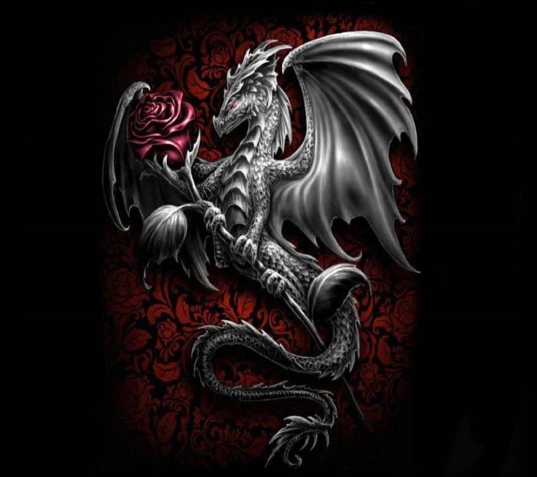Тату дракон на черном фоне