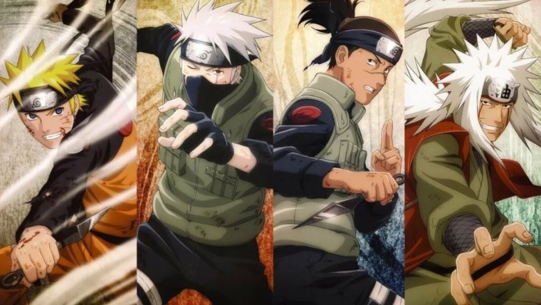 Наруто Ирука Какаши и Джирайя