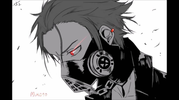 Аниме парень в респираторе