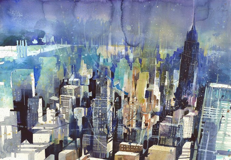Живопись Нью Йорк акварель
